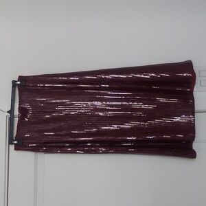 SOPHIE RUE Burgundy Sequins Midi Skirt Size S